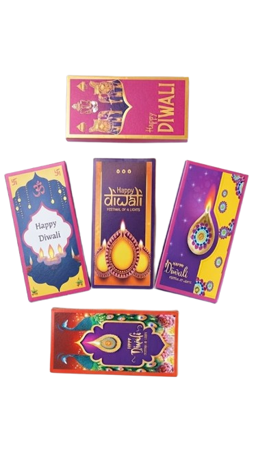 Happy Diwali Chocolate Bar Gift Box (6x3 Inch) - Pack of 10 Pcs