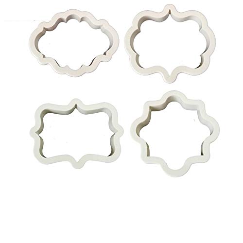4Pcs Vintage Plaque Frame Fondant And Cookie Cutter