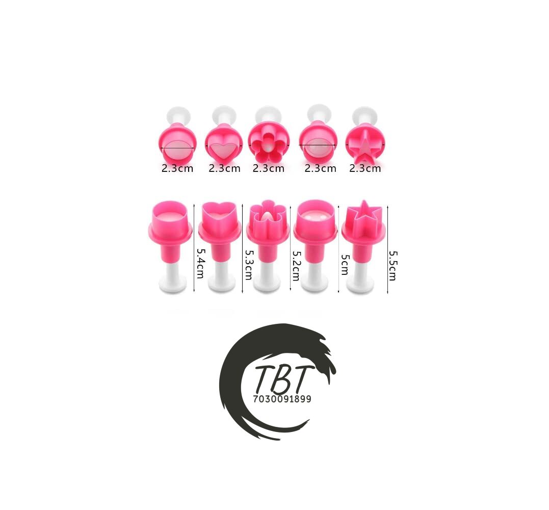 5 Different Shapes Fondant Plunger Cutter