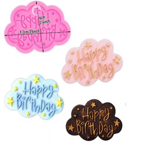 Cloud Happy Birthday Letters Silicone Fondant Mold