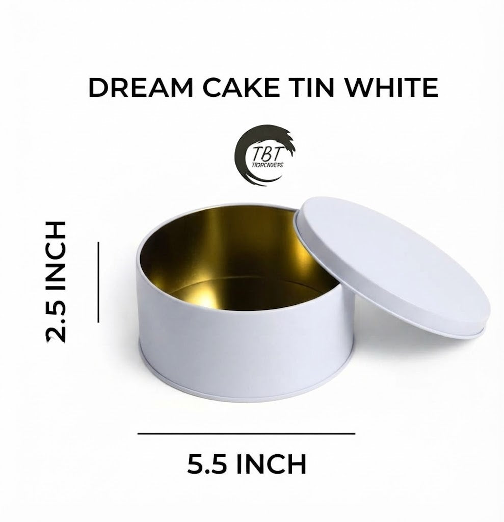 White Dream Cake Tin 5.5x2.5 Inch