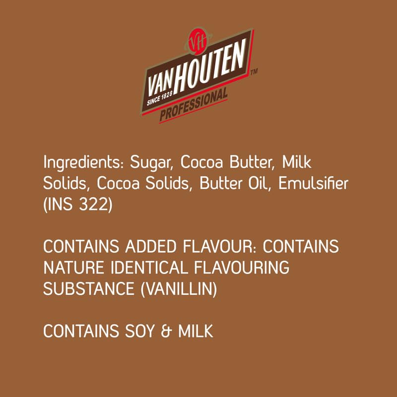 Vanhouten 35.6% Professional Milk Chocolate Couverture - 1 KG