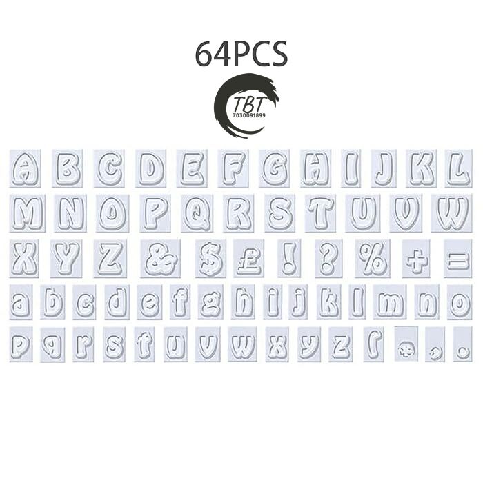 64 Pcs Anthony Mini Plastic Alphabet Fondant Letter Cutter
