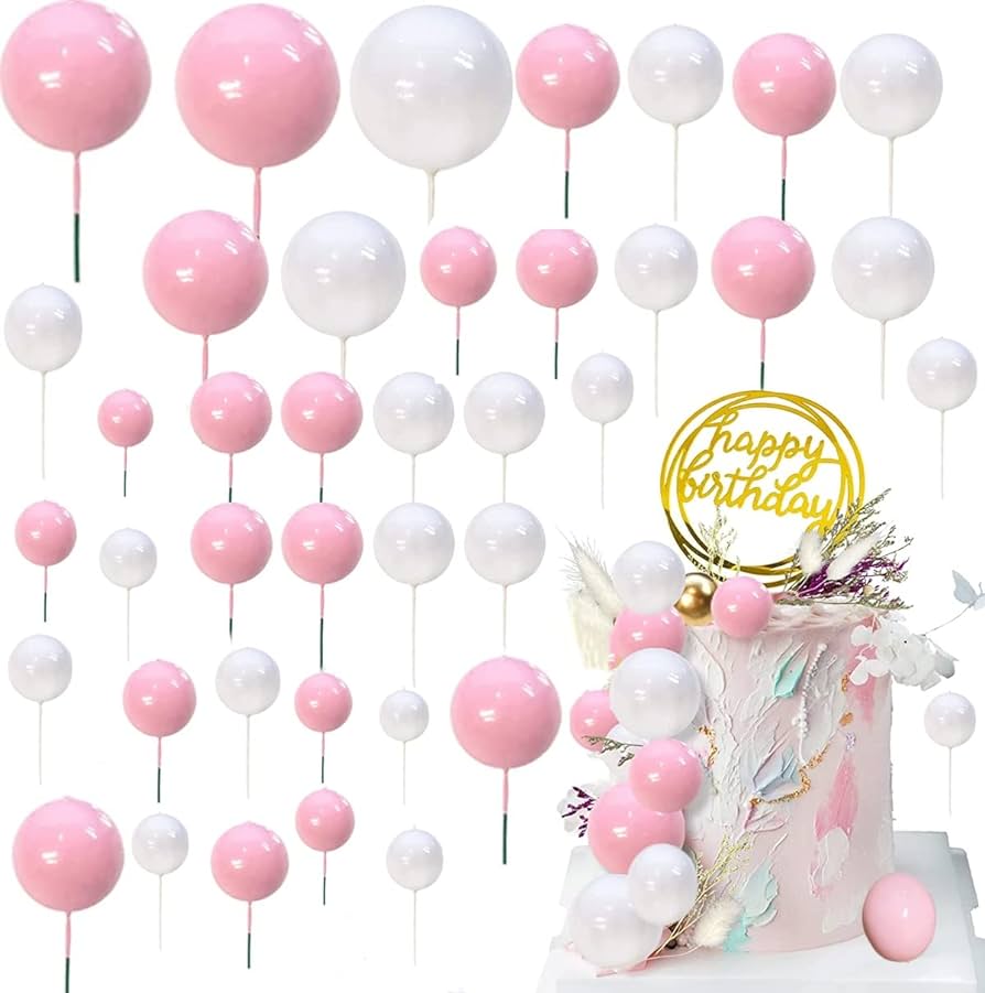20Pcs White Faux Ball Cake Decoration