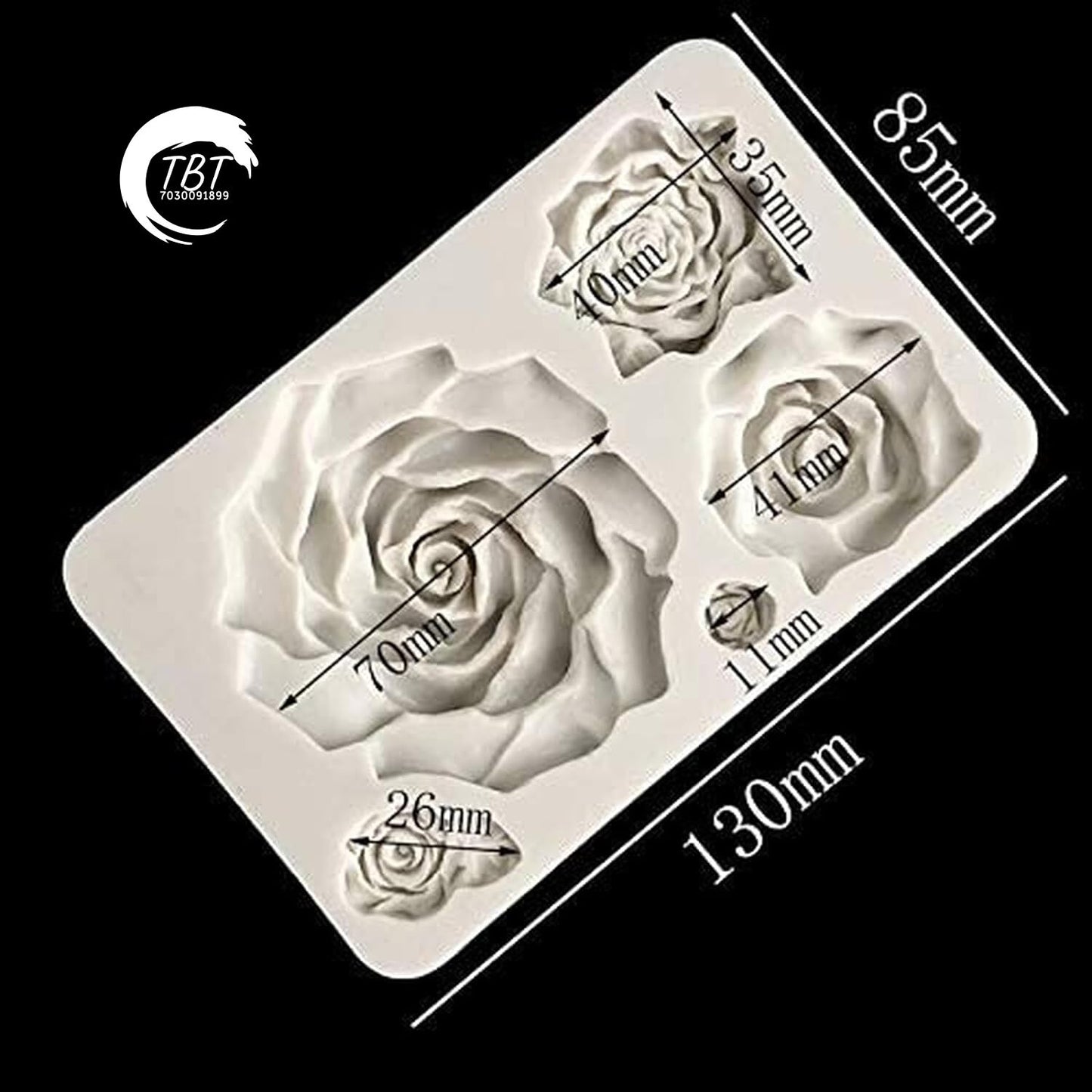 Rose 5 Cavity Large Fondant Mold