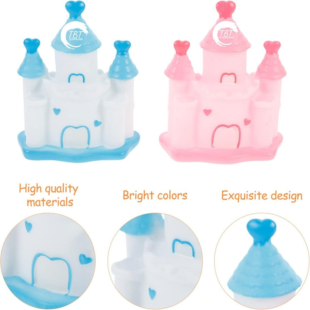 Pink Blue 3D Princess Castle Cake Toy Topper - 1 Piece