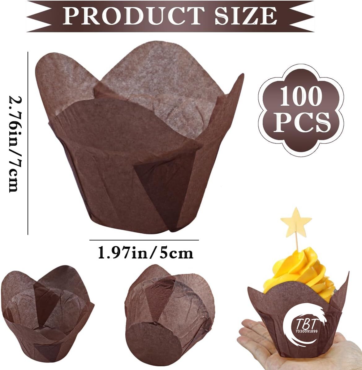 100 Pcs Tulip Paper Cupcake Muffin Liners