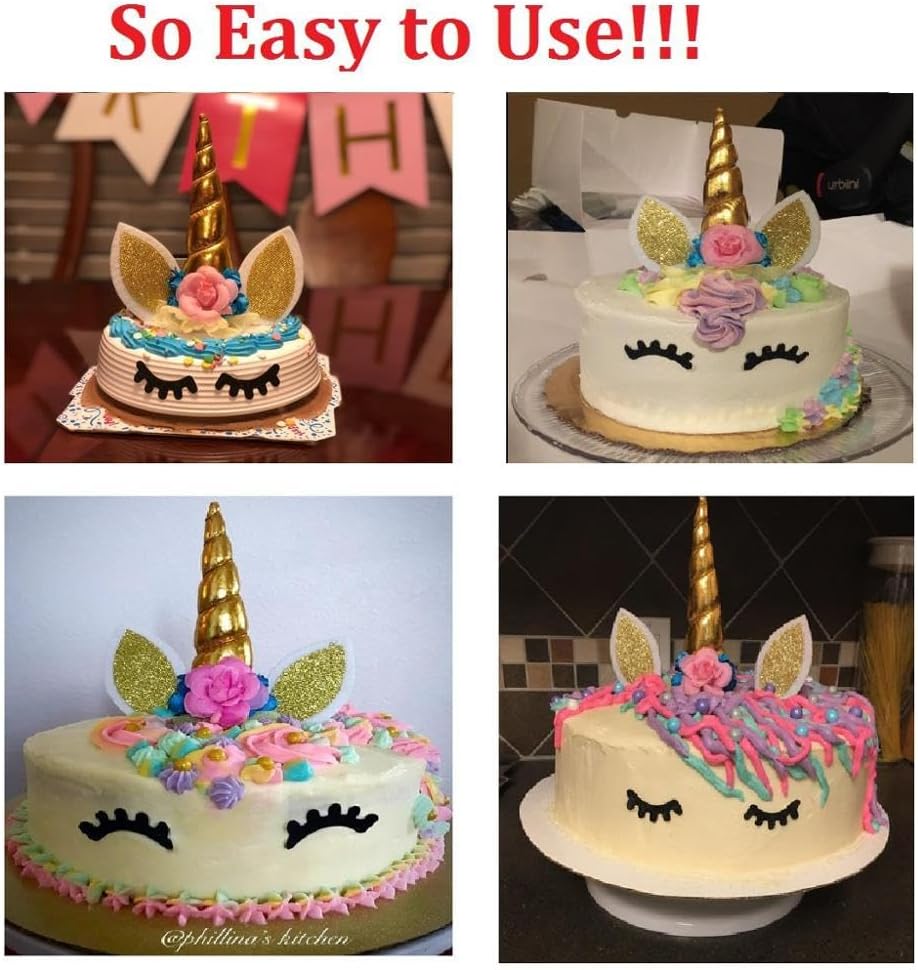 Silver Reusable Unicorn Horn Cake Topper