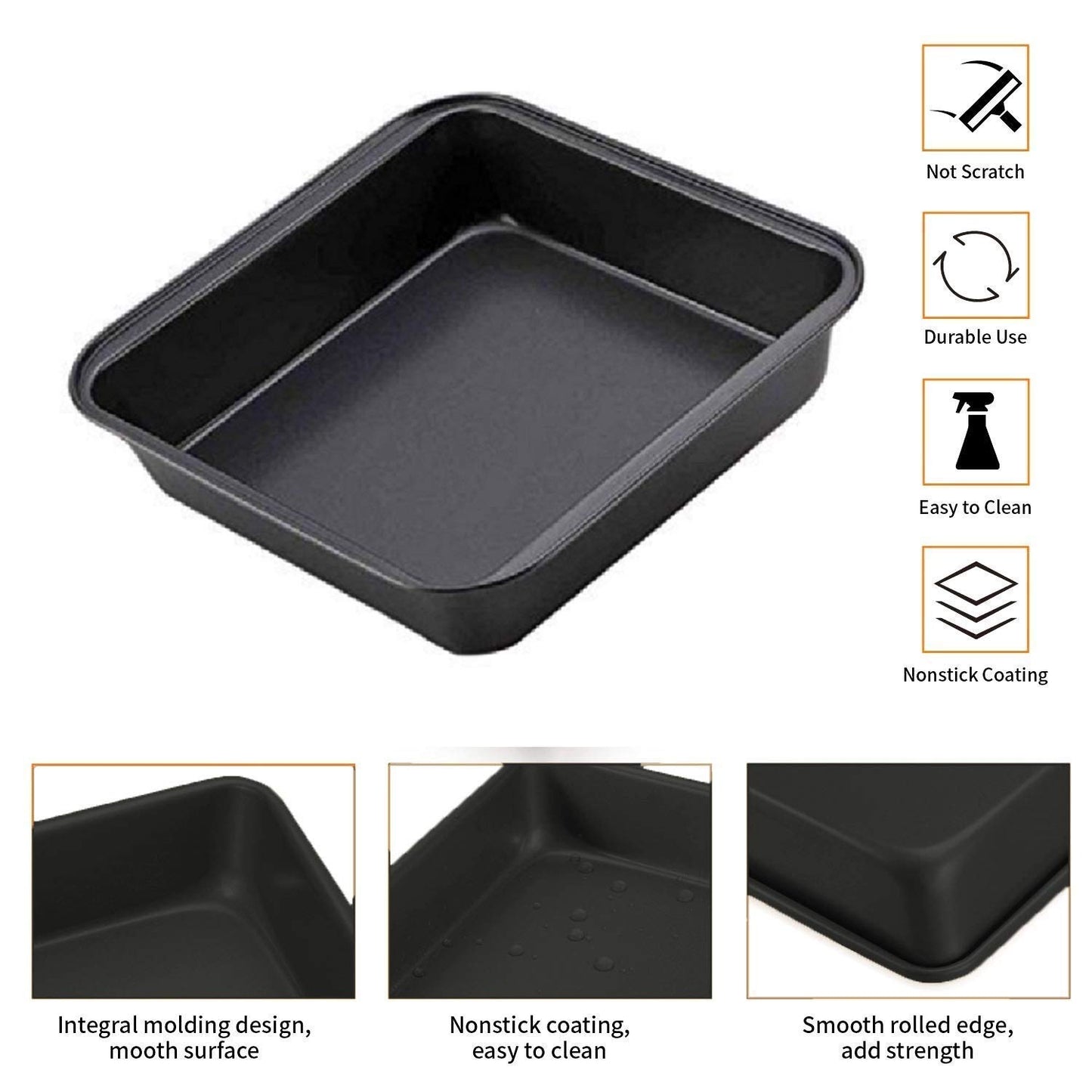 Nonstick Square Cake Mould, Big , 20 cm x 20 cm x 4.5 CM