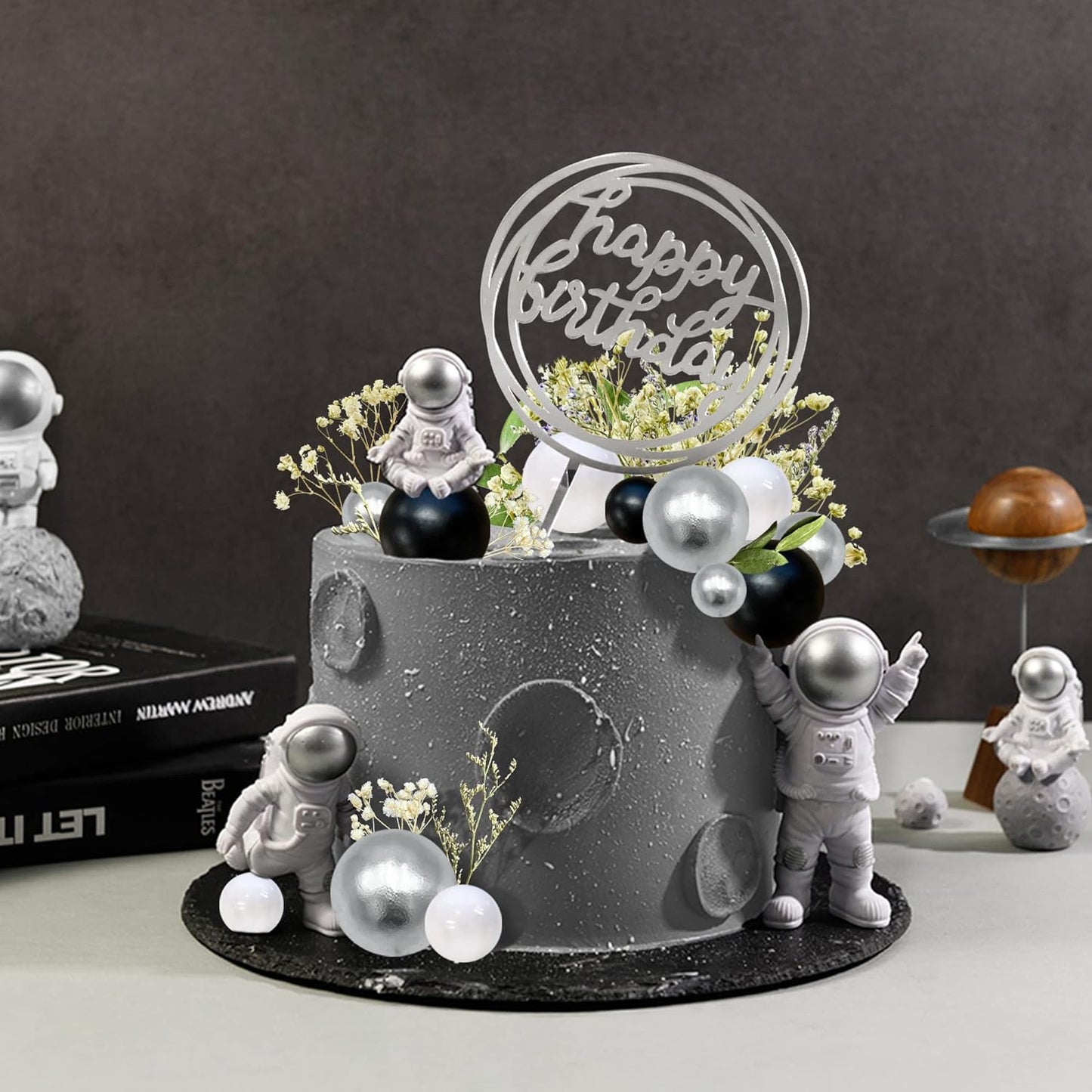 20Pcs Black Faux Ball Cake Decoration
