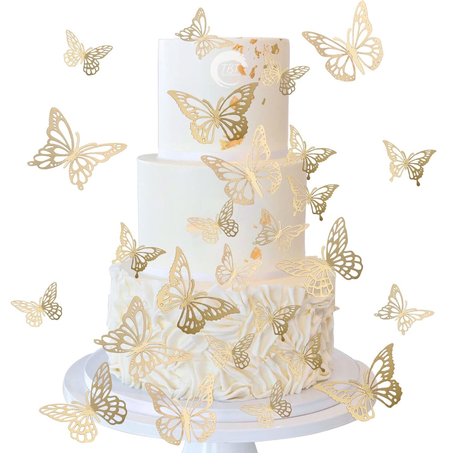 Golden Butterfly Paper Topper For Cake And Cupcake Decoration