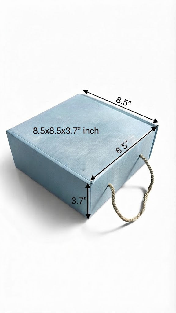Premium Textured Rigid Gift Box with Twisted Rope Handle - (8.5" x 8.5" x 3.7")