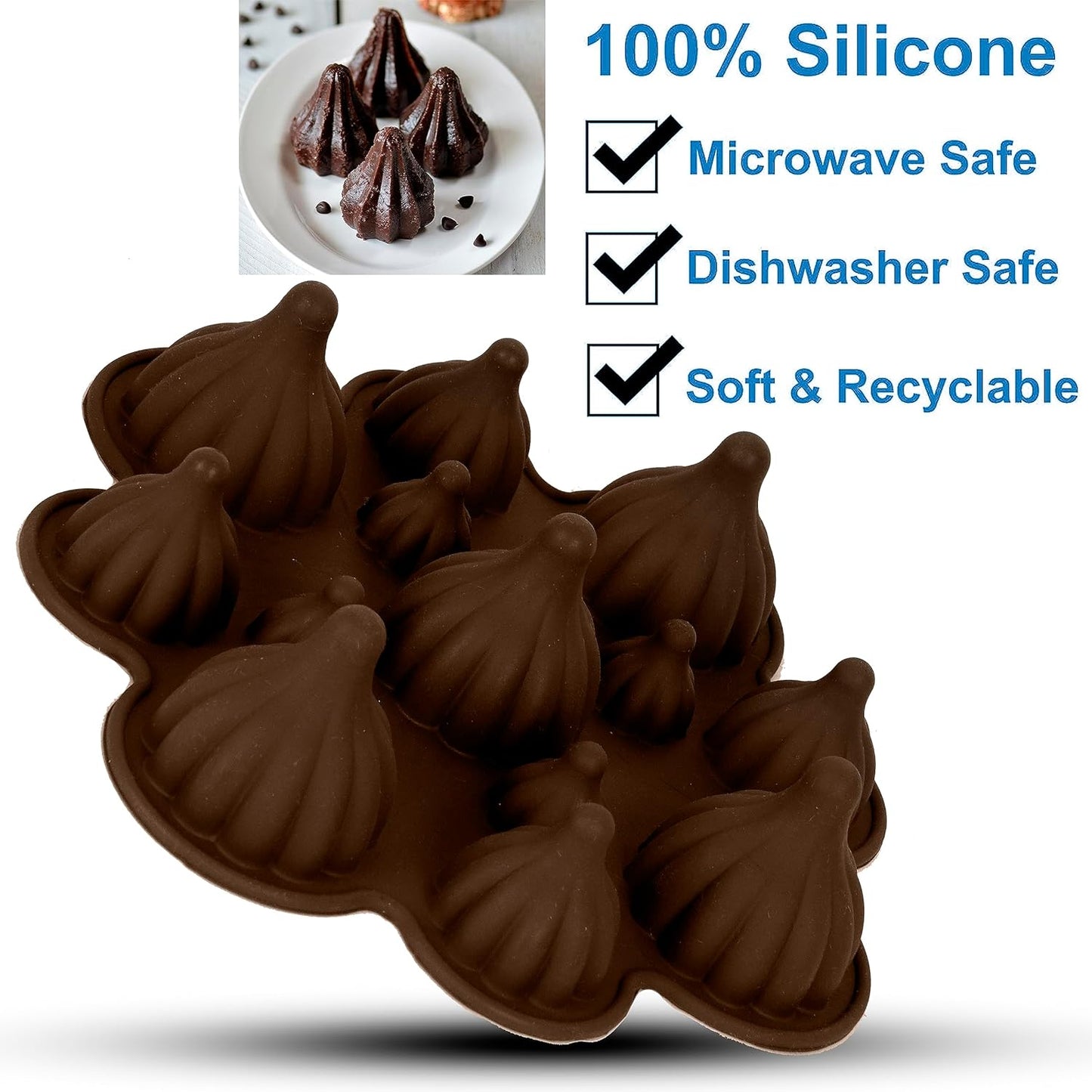 13 Cavity Big & Small Silicone Modak Shape Chocolate Mold