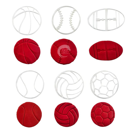 6 Piece Sports Ball Fondant And Cookie Cutter