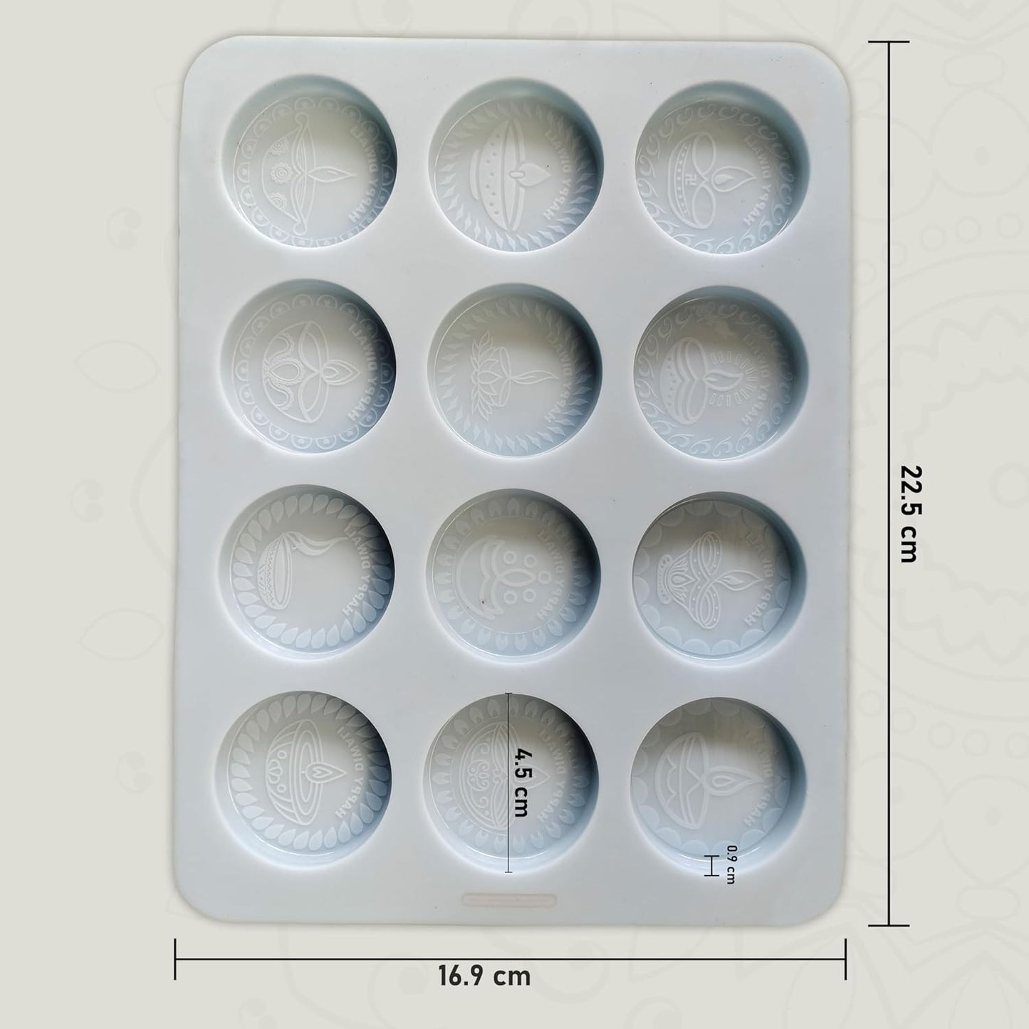 Happy Diwali Round Diya Coin Chocolate Silicone Mold