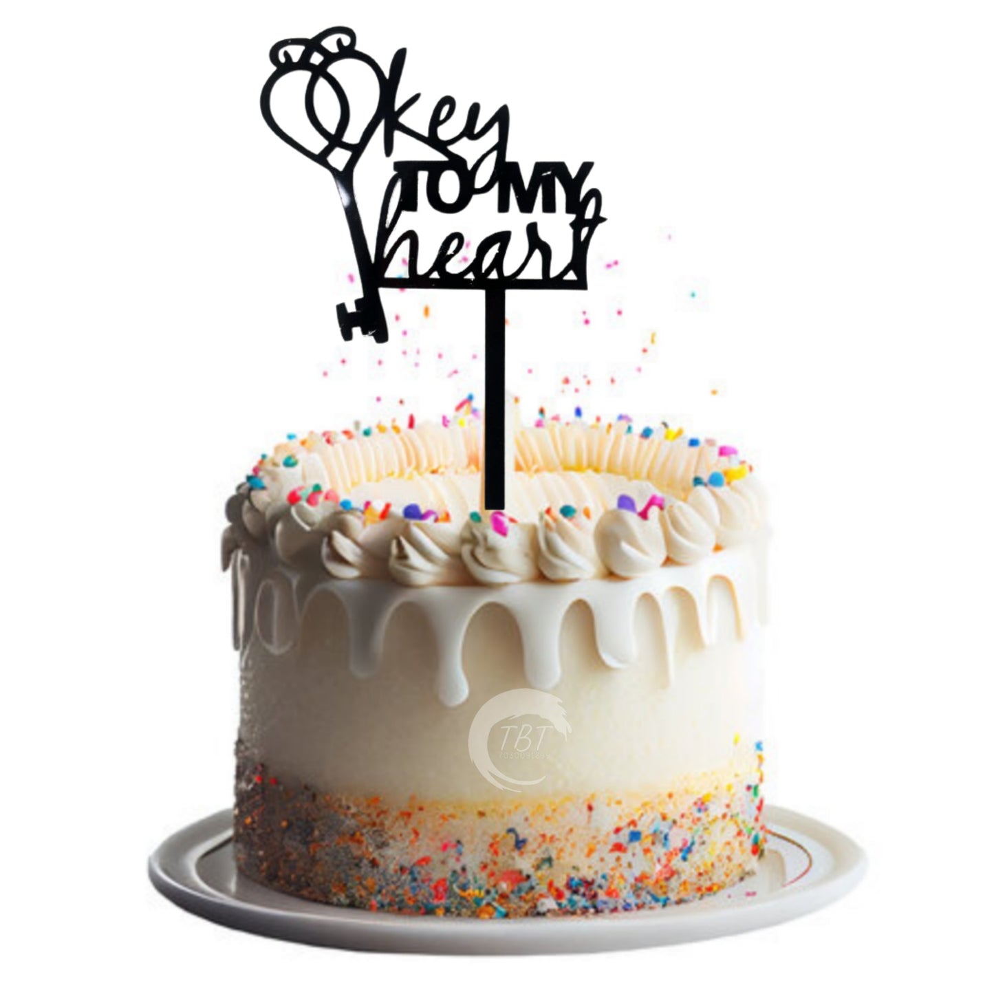 Key To My Heart Acrylic Cake Topper #1