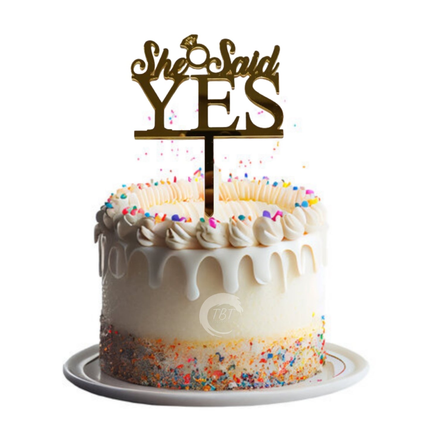 She Said Yes Acrylic Cake Topper #2