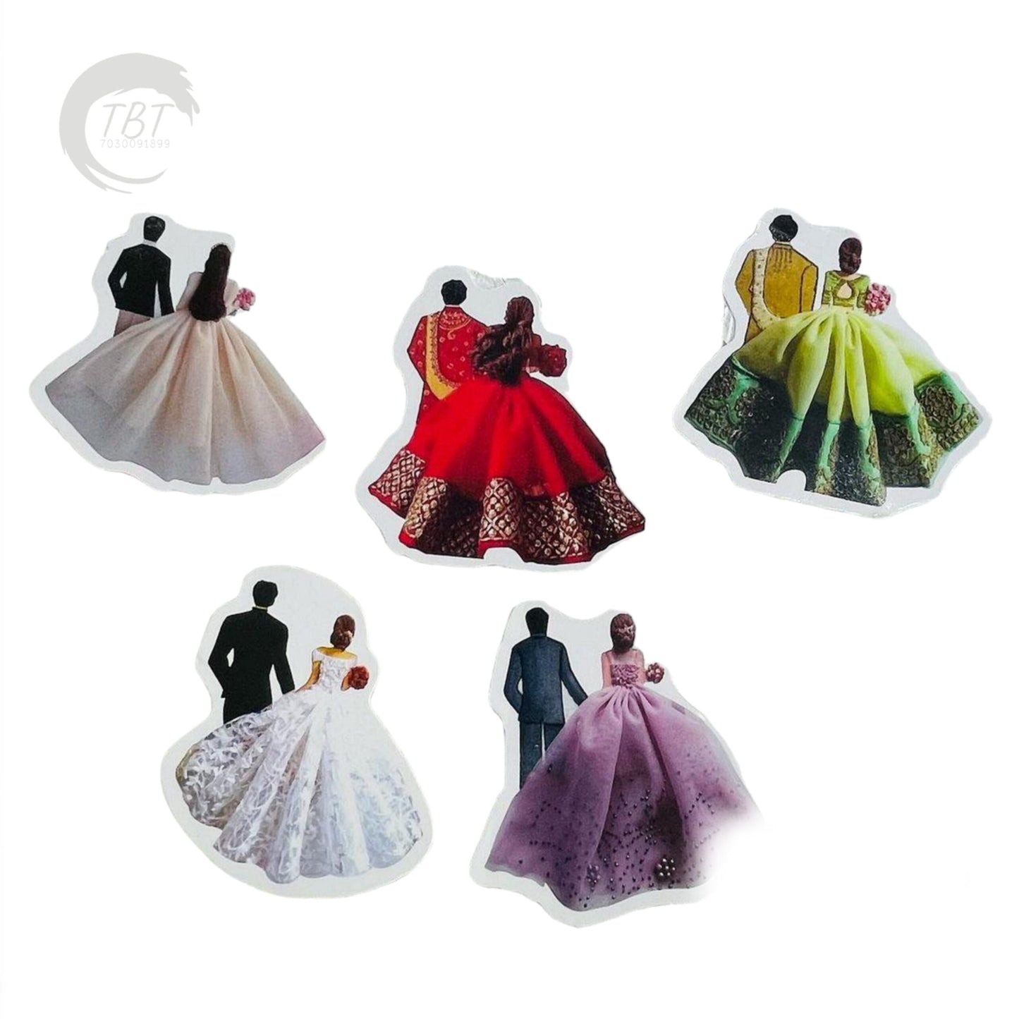 Wedding Couple Paper Theme Topper Set