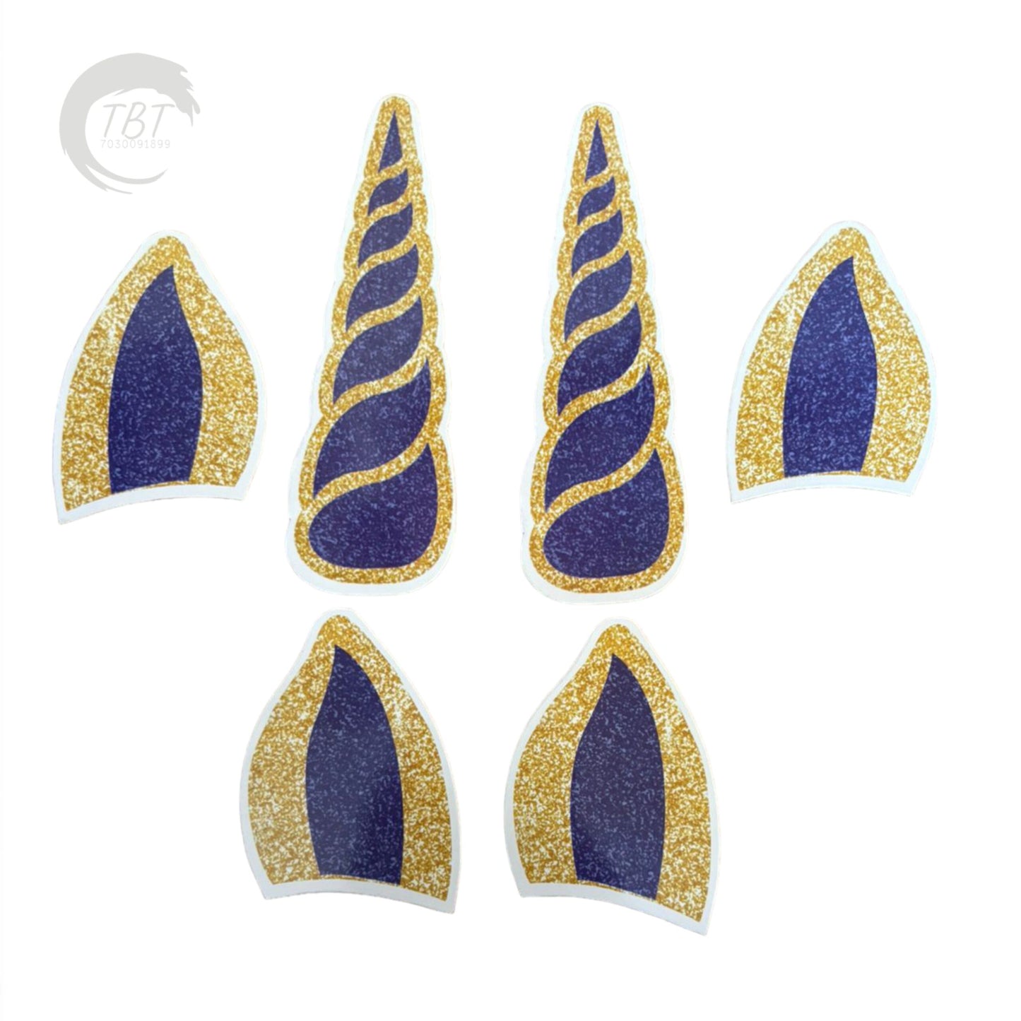 Unicorn Horn Paper Theme Topper Set - Royal Blue