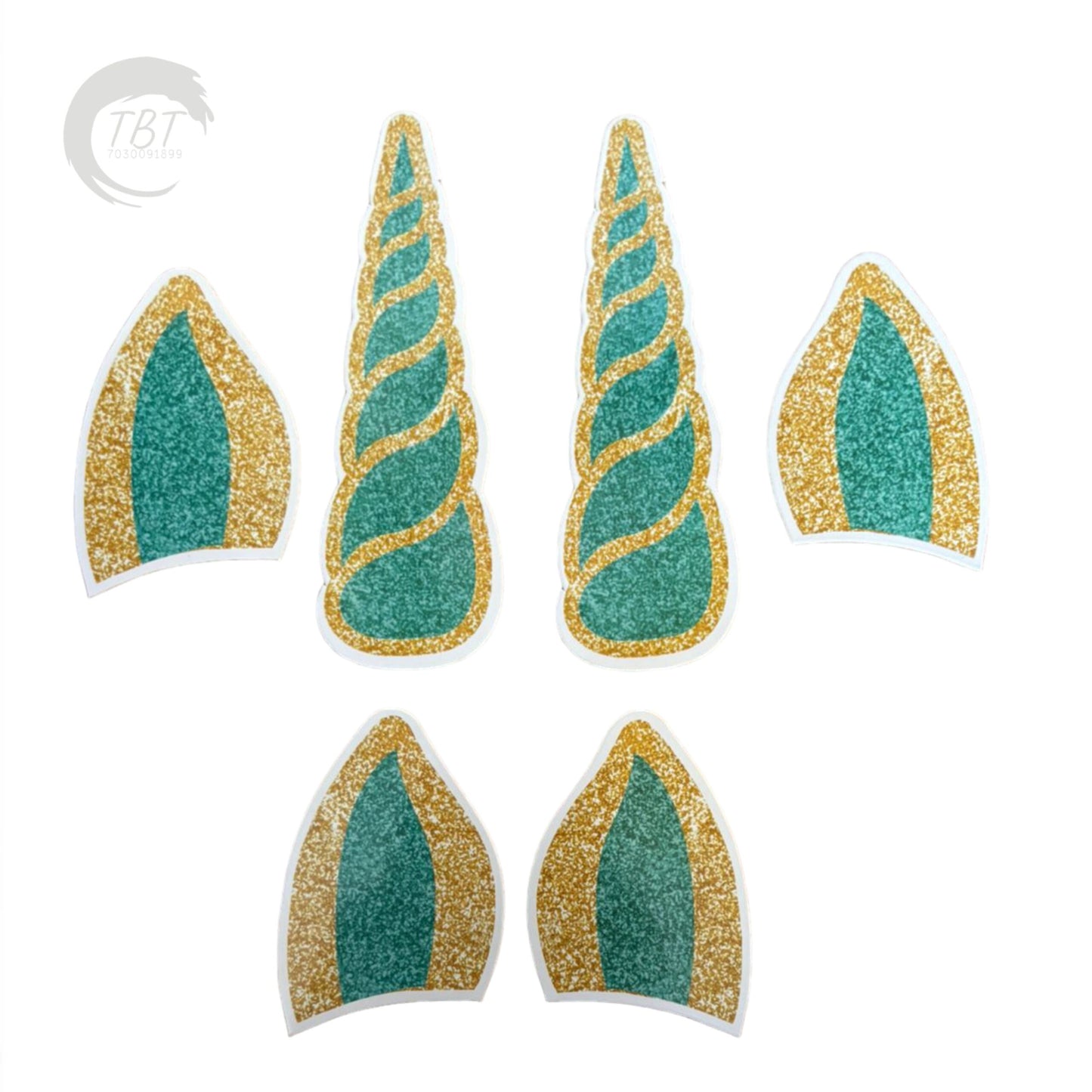 Unicorn Horn Paper Theme Topper Set - Blue