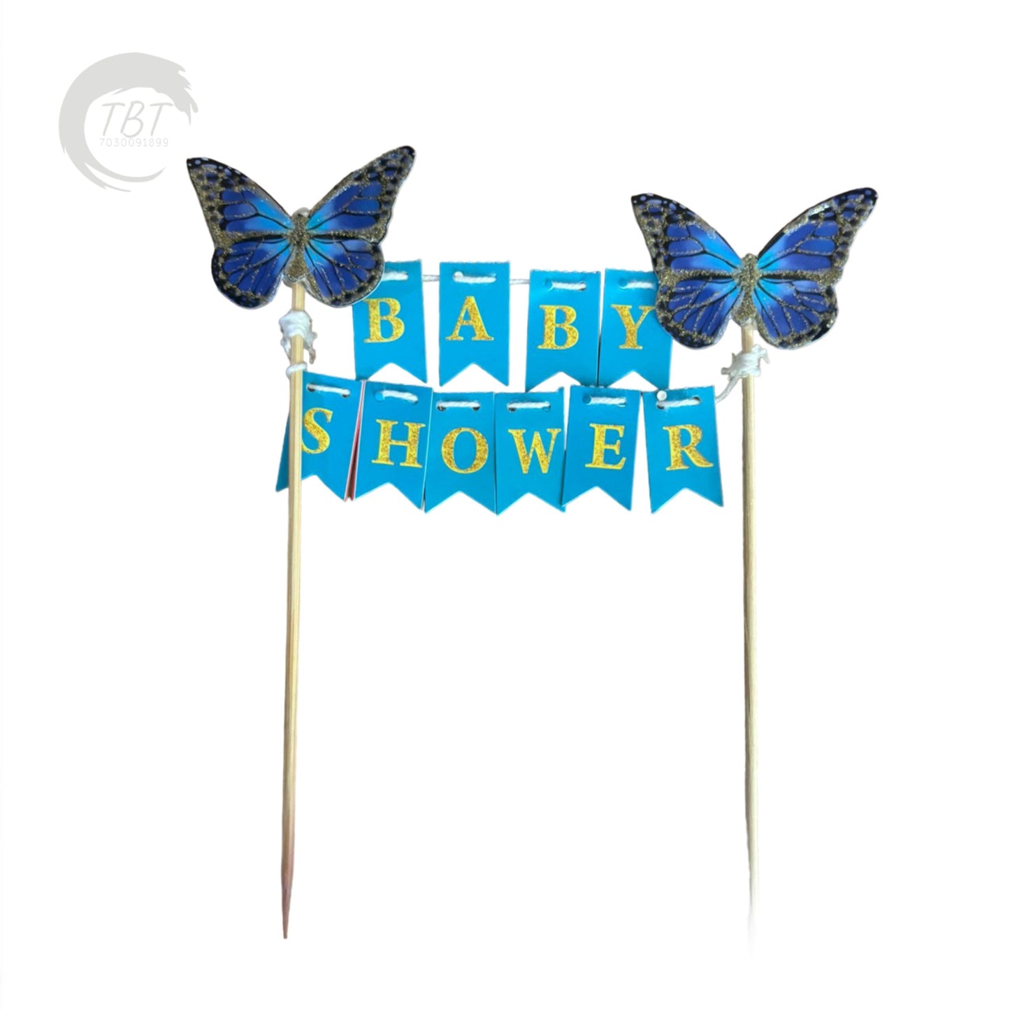 Baby Shower Hanging Paper Cake Topper - Blue
