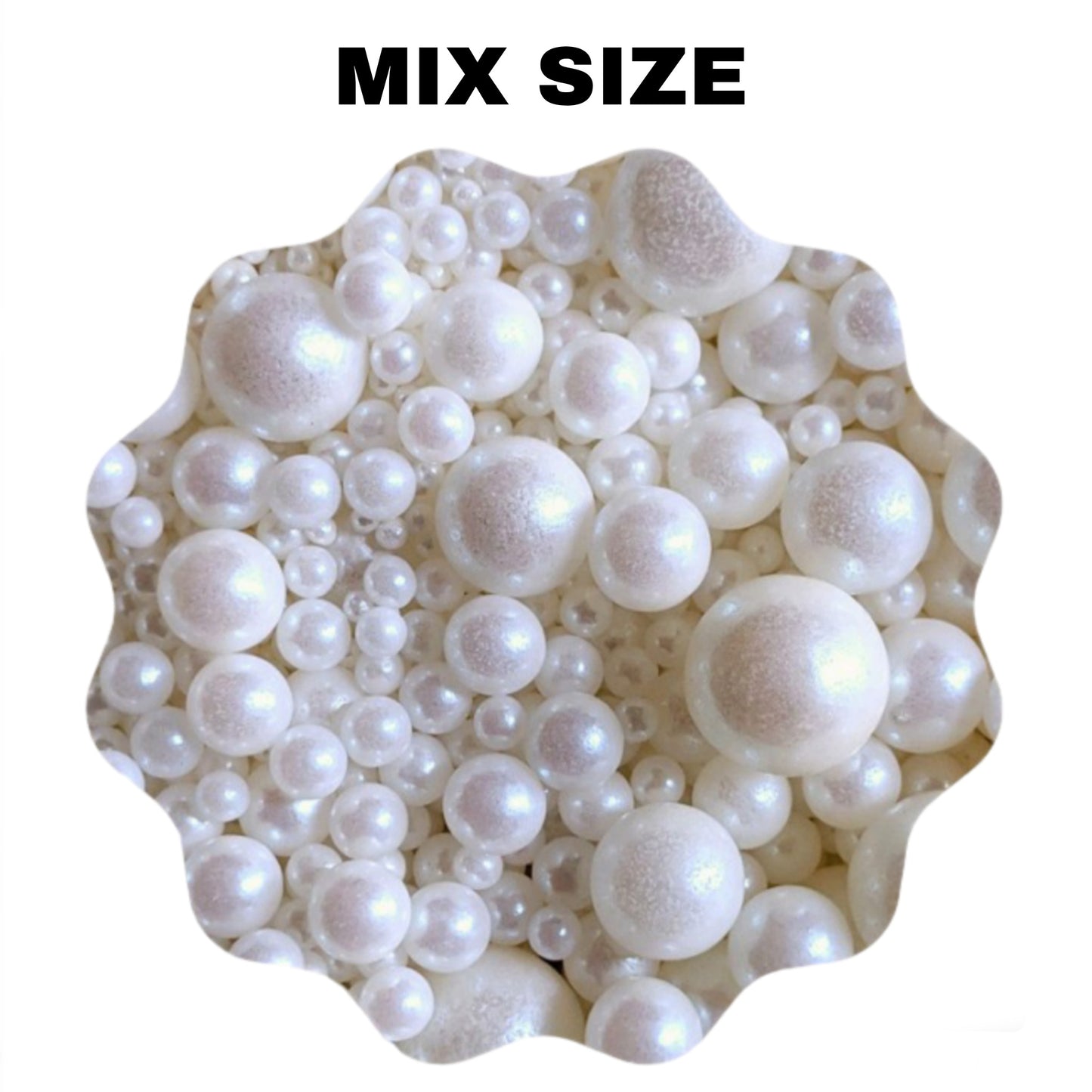 Mix Size Edible White Pearl Sugar Ball Sprinkles