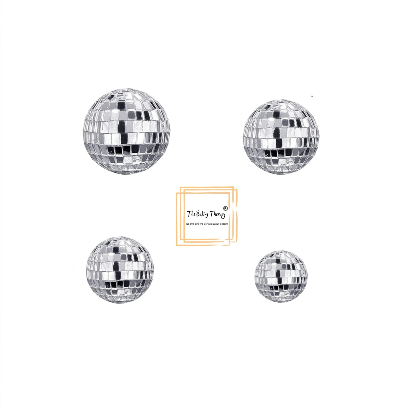 Plastic Silver Faux Disco Balls Topper For Cake Decoration (12 pcs Pack)