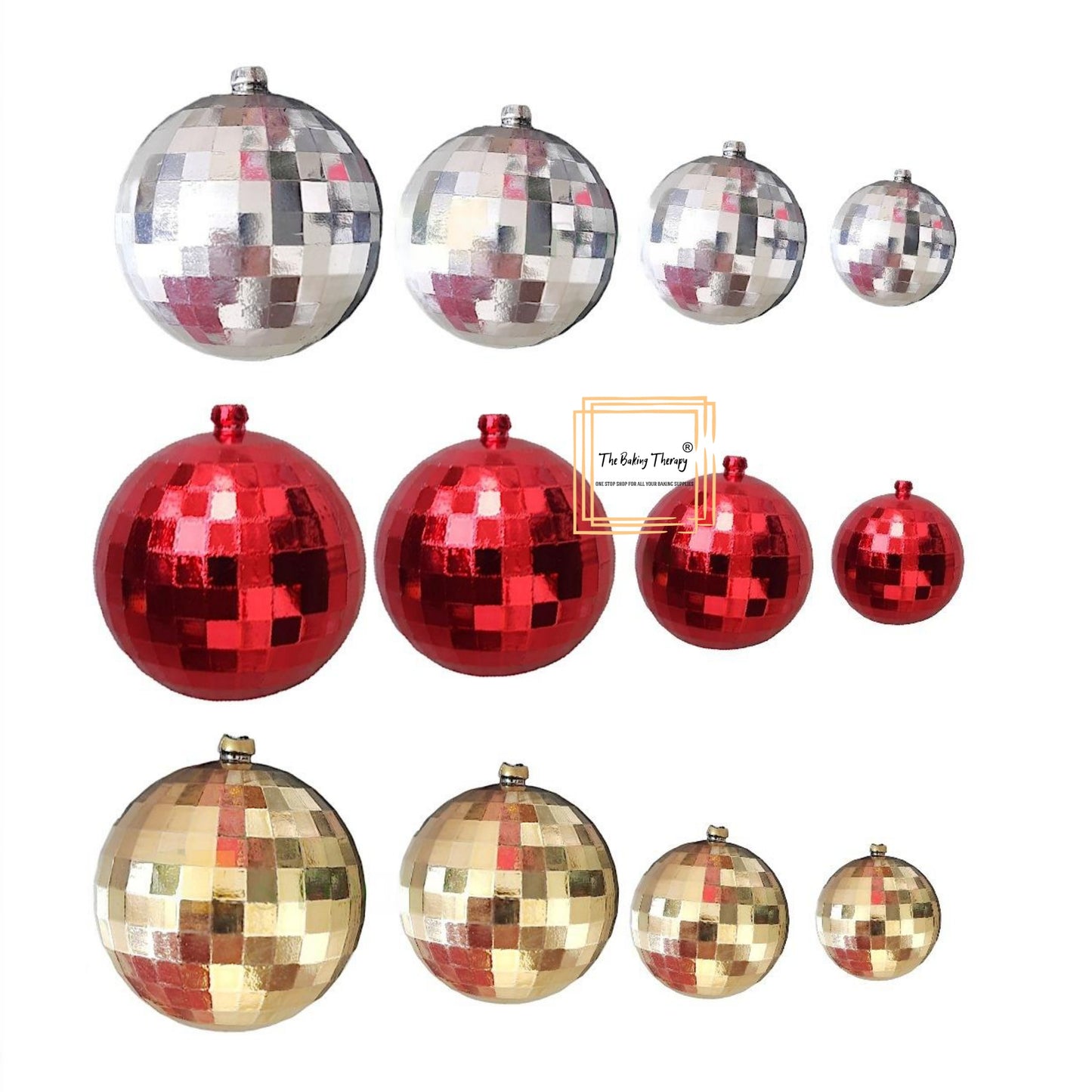 Plastic Red Faux Disco Balls Topper For Cake Decoration (12 pcs Pack)
