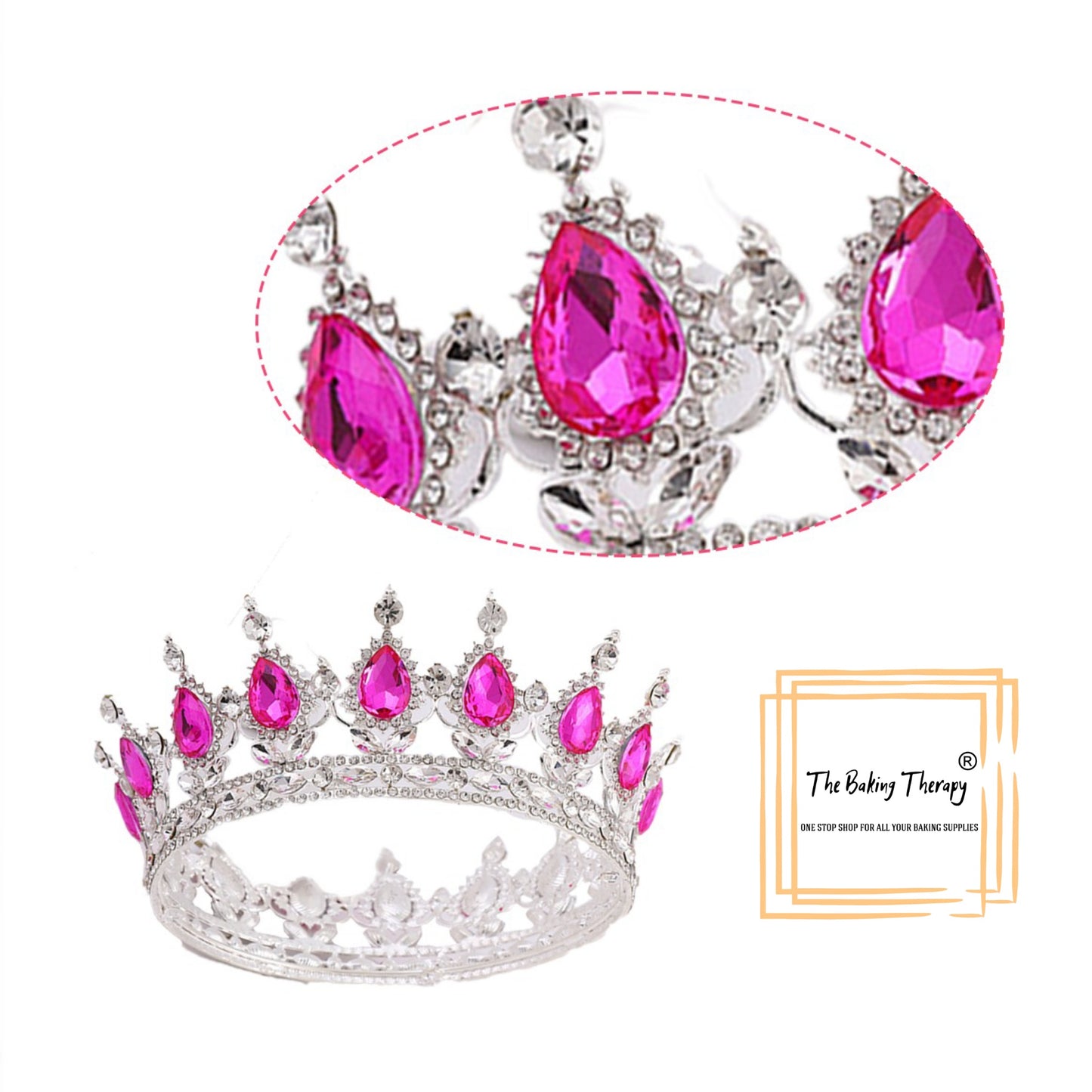 Silver Metal Tiara Gorgeous Crystal Crown Princess Cake Decoration 3"