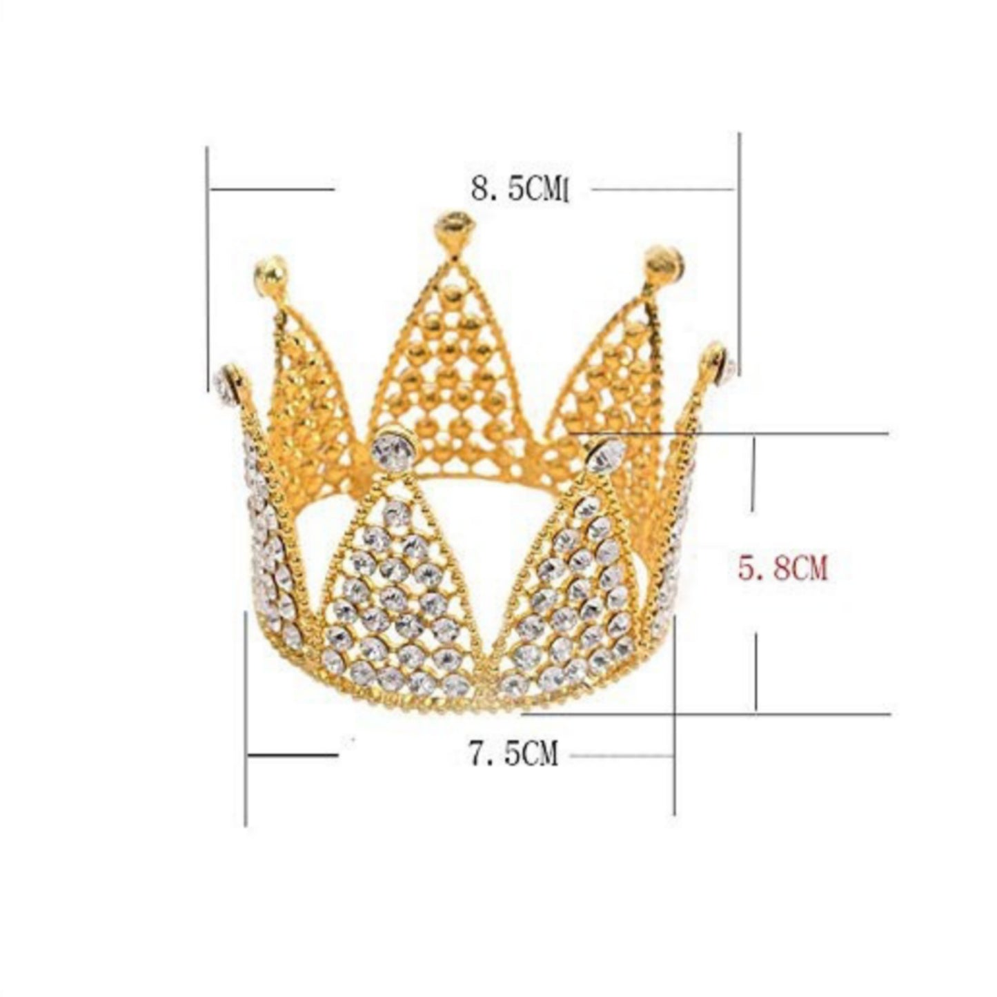 Golden Pearl Princess Tiara Crown Cake Decoration 3"