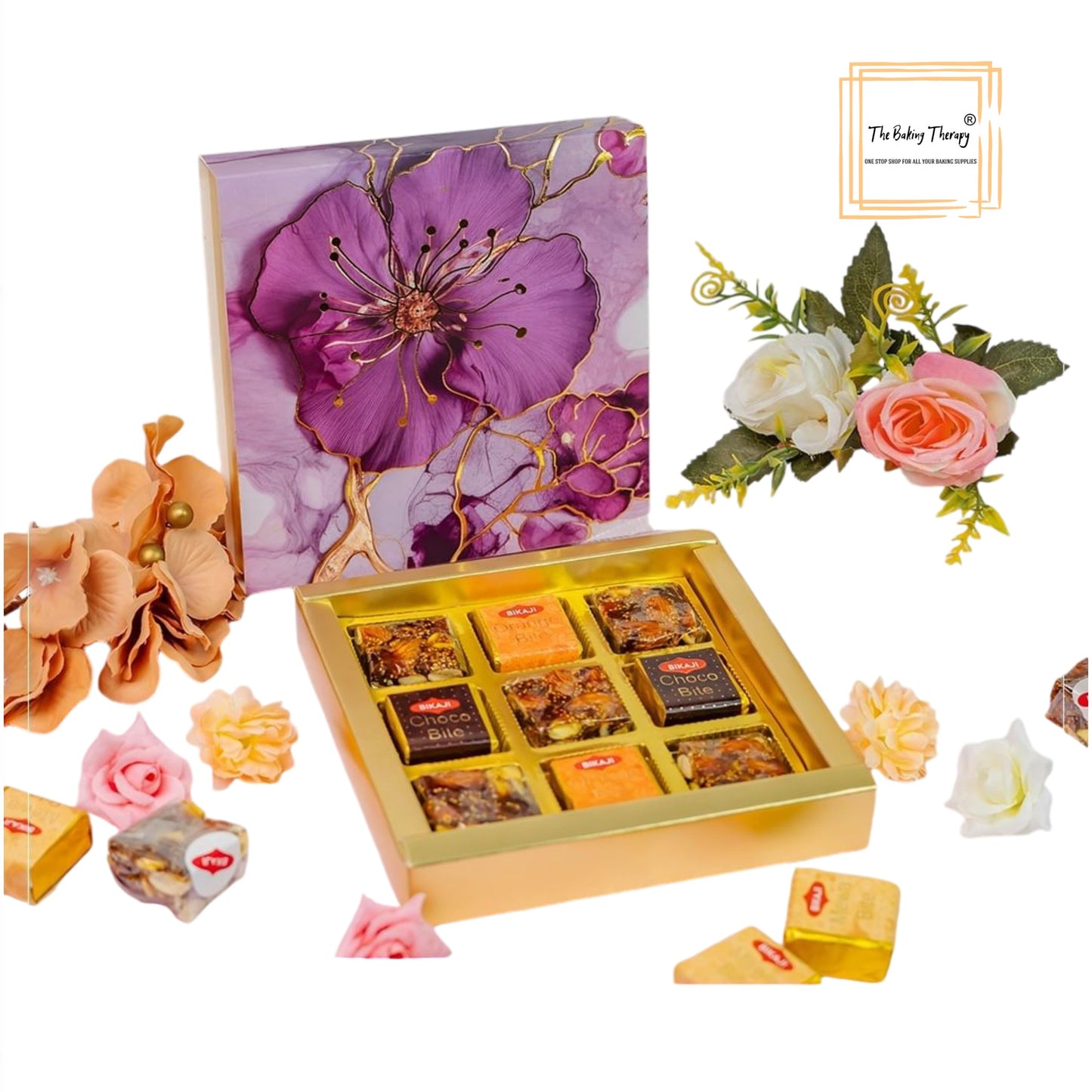 9 Cavity Hard Floral Chocolate Box Without Cavity - #1