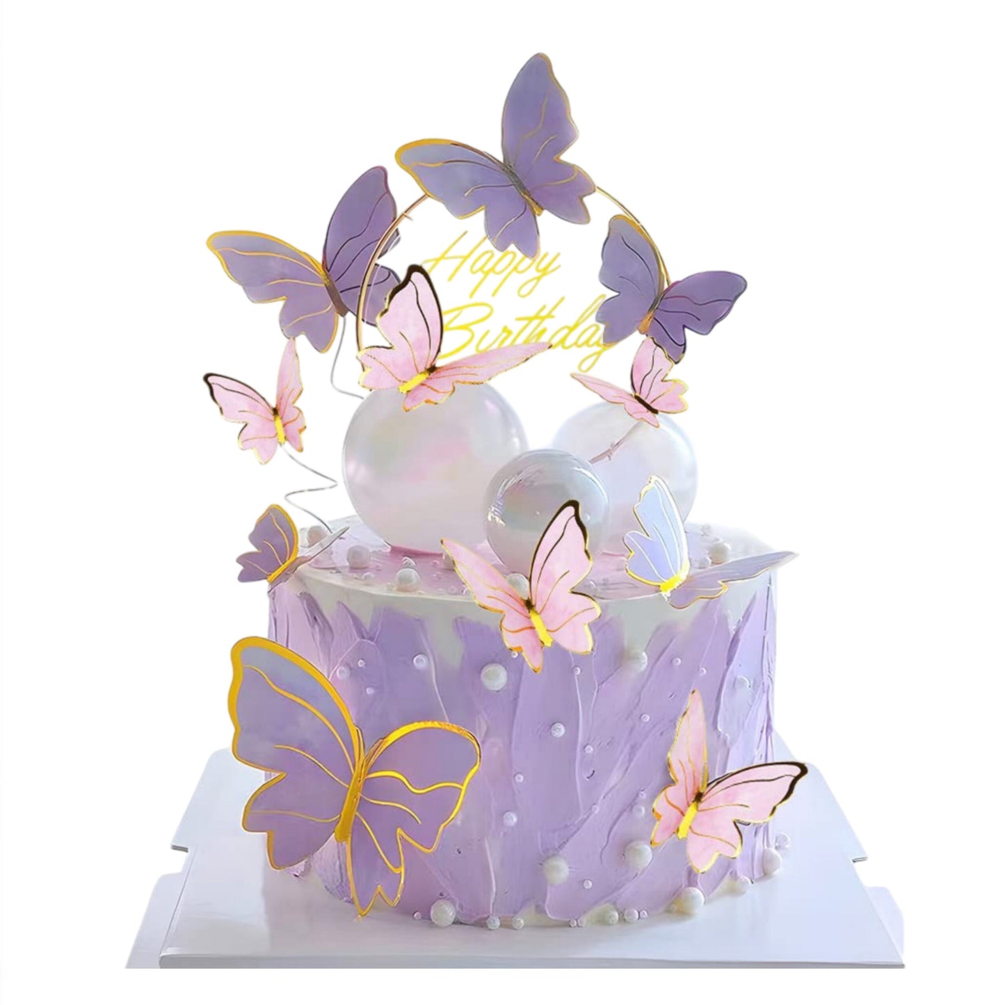 4 Mix Sizes White Transparent Crystal Balls Cake Decoration Topper (Pack Of 12 Pcs)