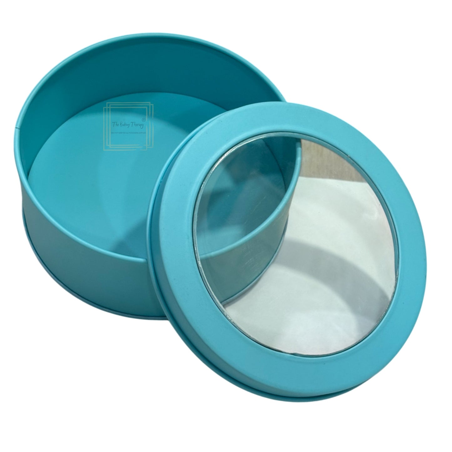 Round Blue Metal Dream Tin Window Gift Box