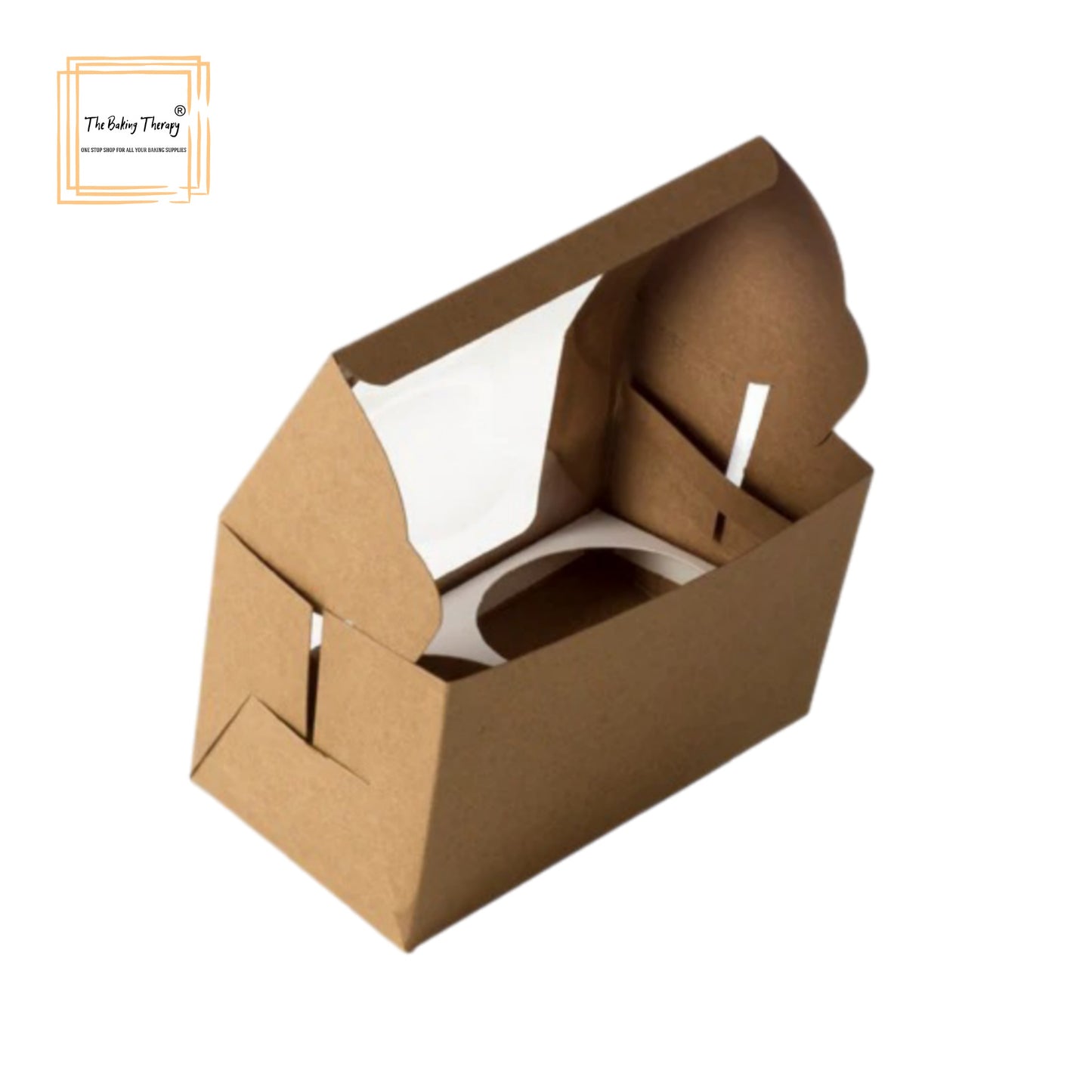 Kraft Full Window 2 Cupcake And Jar Box With Cavity ( Pack Of 10 Pcs ) Brown