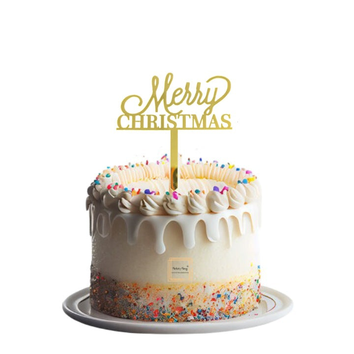 Merry Christmas Golden Acrylic Cake Topper #12