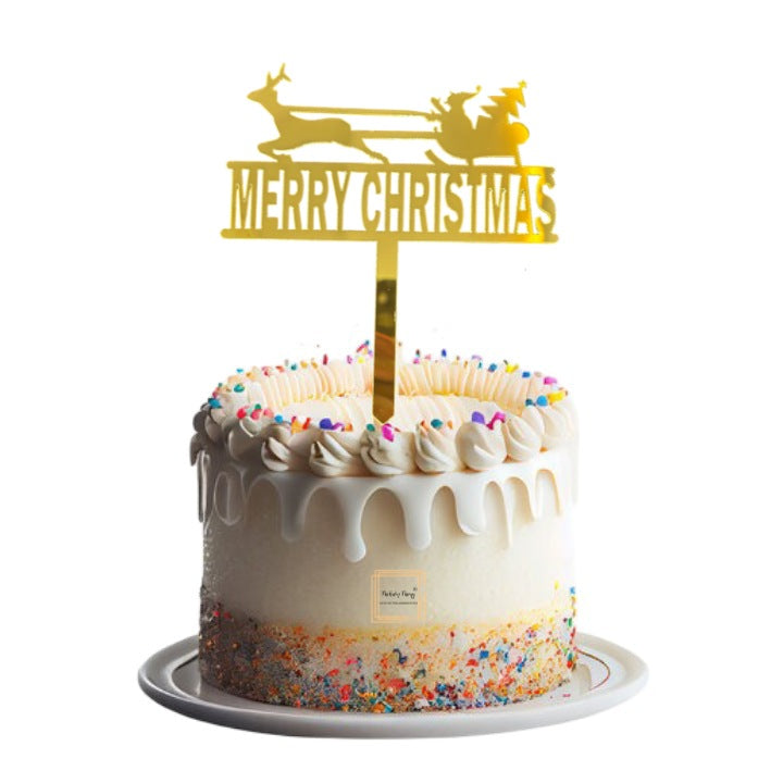 Merry Christmas Golden Acrylic Cake Topper #15