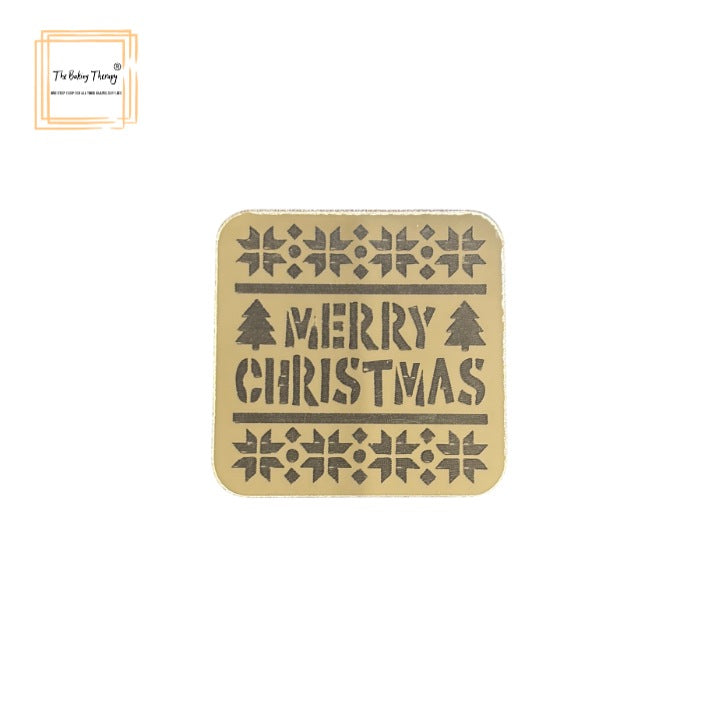 Merry Christmas Acrylic Coin For Cake Cupcakes Hamper Box #5 ( Pack Of 10 Pcs )