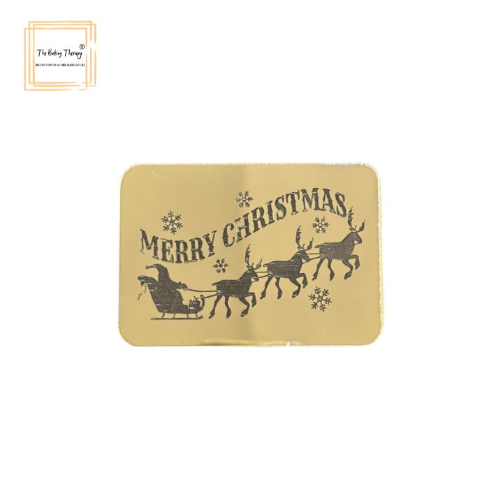 Merry Christmas Acrylic Coin For Cake Cupcakes Hamper Box #9 ( Pack Of 10 Pcs )