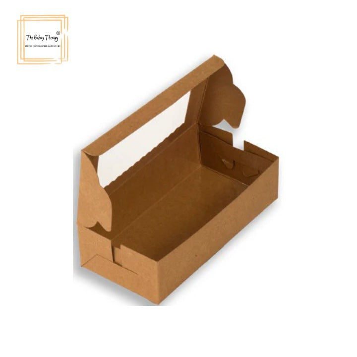 2 Pcs Double Full Window Brownie Box Brown Kraft ( Pack Of 10 Pcs )
