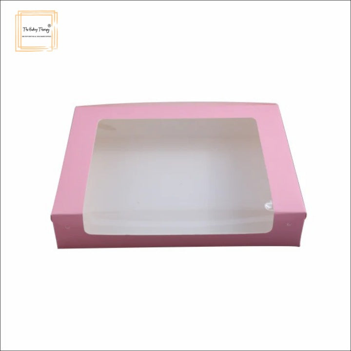 6 Pcs Six Full Window Brownie Box Pink ( Pack Of 10 Pcs )