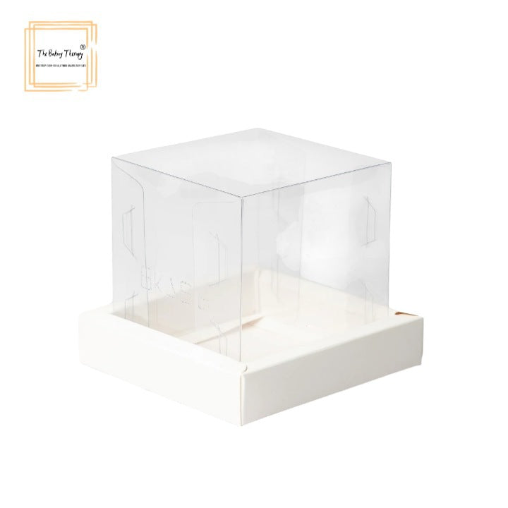 Transparent Hamper Jar And Bento Cake Box In White ( Pack Of 10 Pcs )