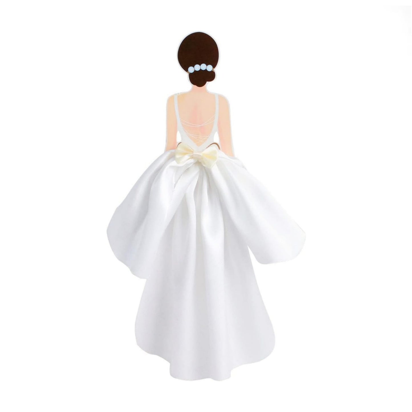 Woman Back Silk Gauze White Skirt Wedding Cake Topper