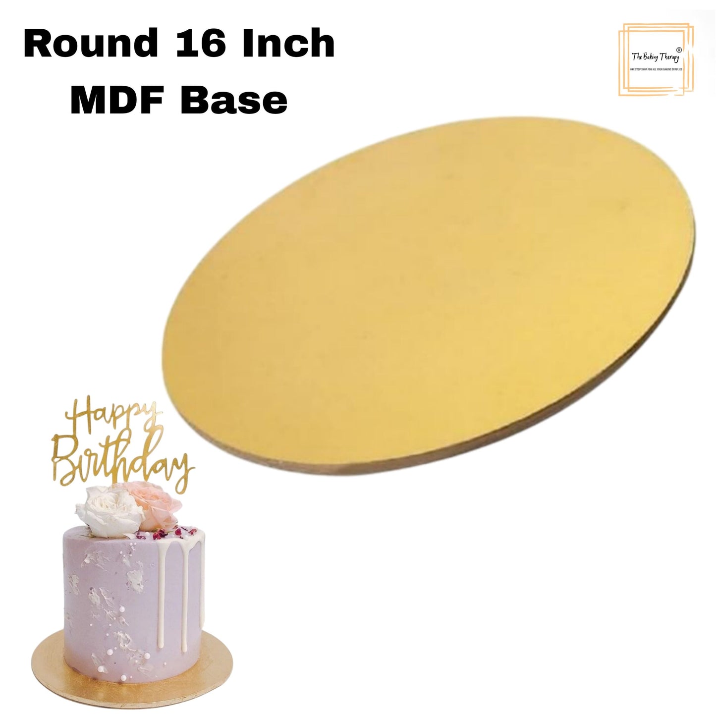 16 Inch MDF Round Cake Base Board Plate Pack Of 5 Pcs ( Golden )