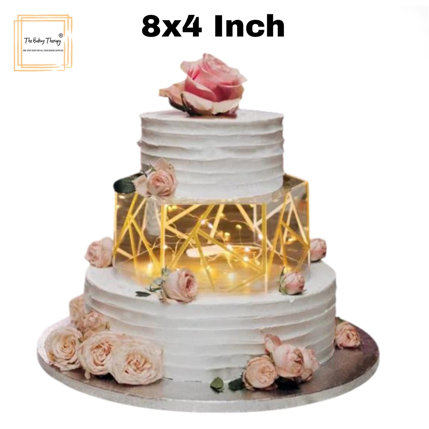 Hexagon Tire Cake Spacer 8" X 4" Acrylic Clear Cake Display Spacer