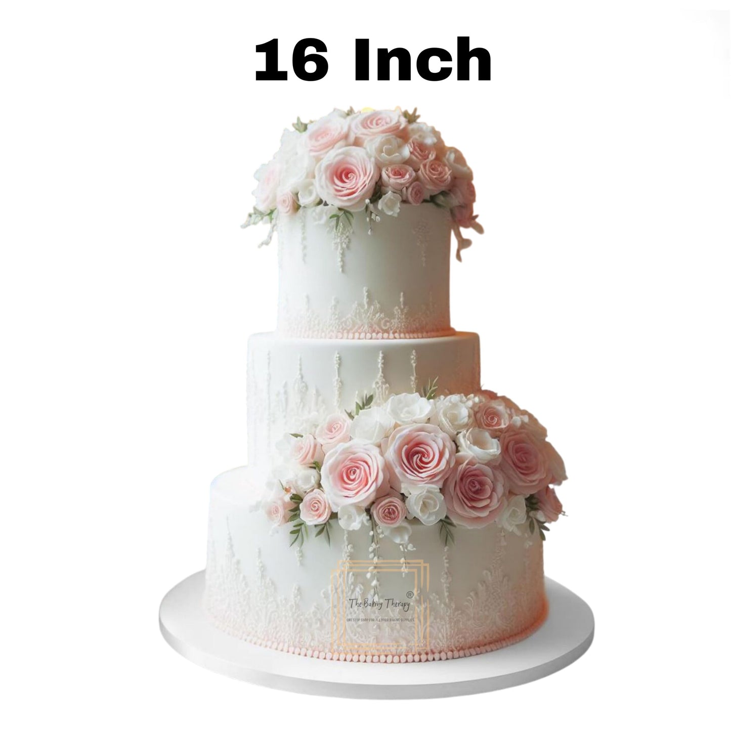 White Round Drum Cake Board Cake Base 16 Inch
