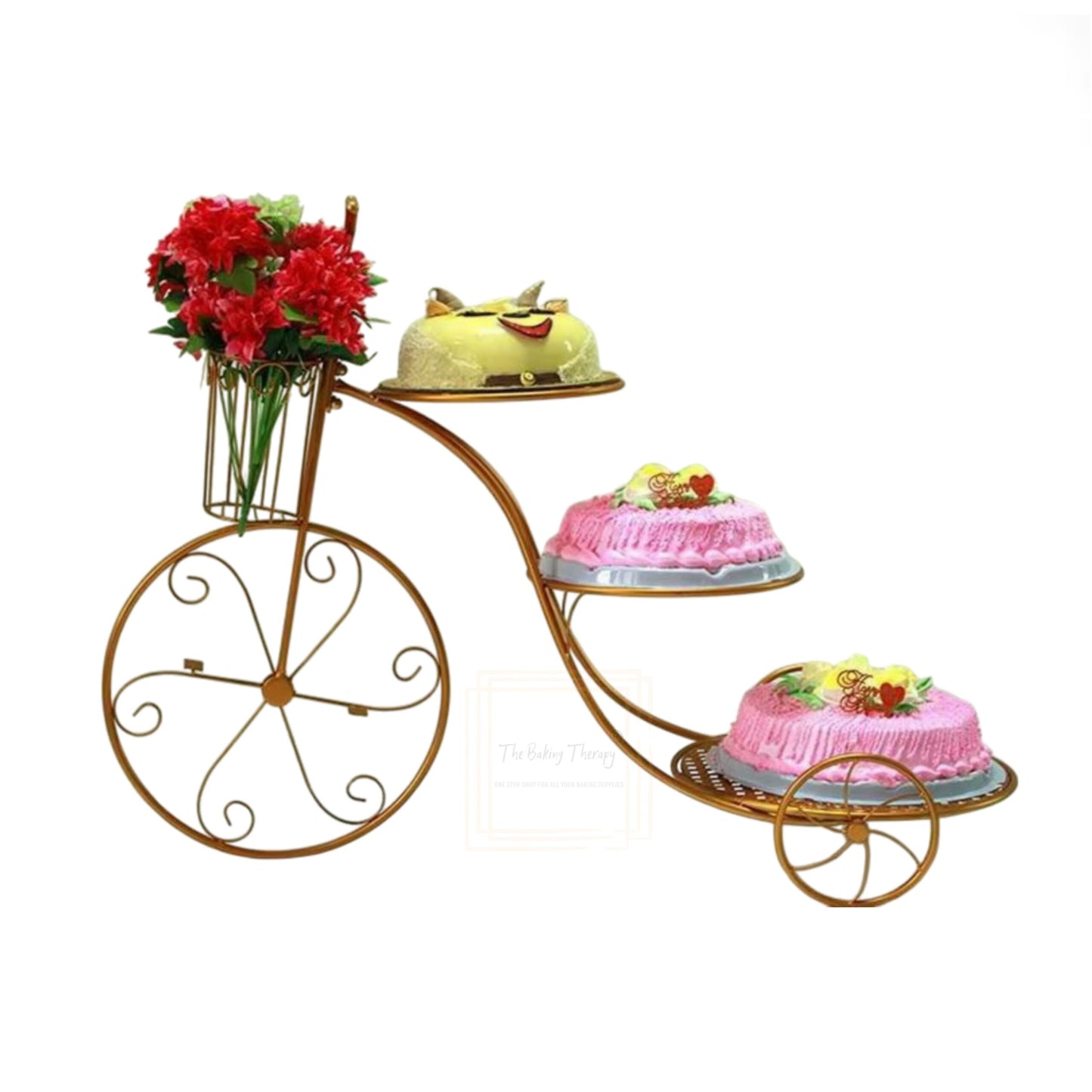 3 Tier Cycle Style Cake Stand ( Golden )