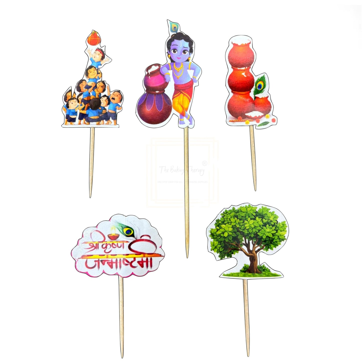 Krishna Janamashtami Theme Birthday Paper Cake Topper ( Design 1 )
