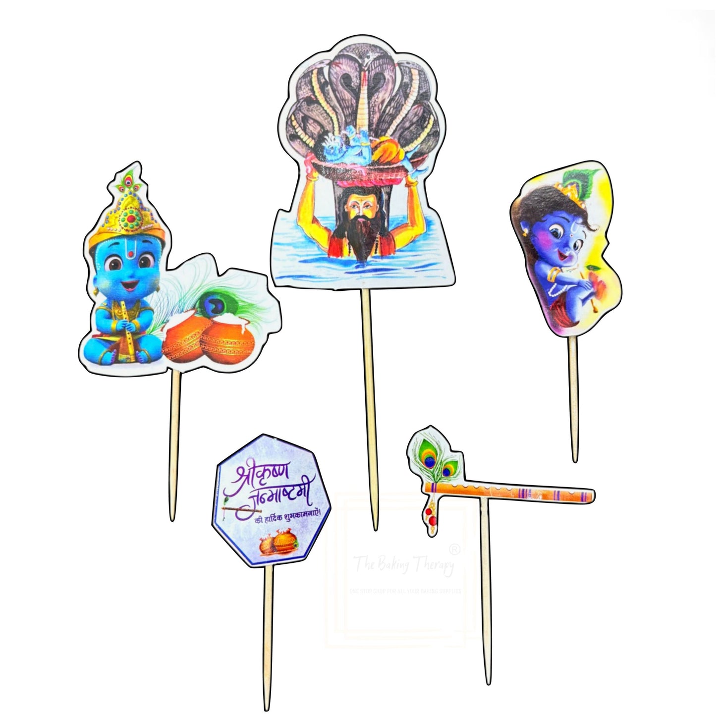 Krishna Janamashtami Theme Birthday Paper Cake Topper ( Design 4 )