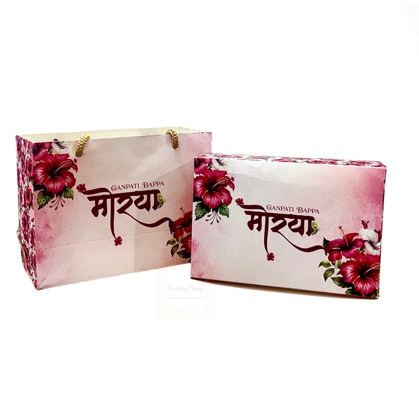 Ganesh Chaturthi Festival Special Mittai Sweets Packing Box And Bag Combo ( Design 2 )
