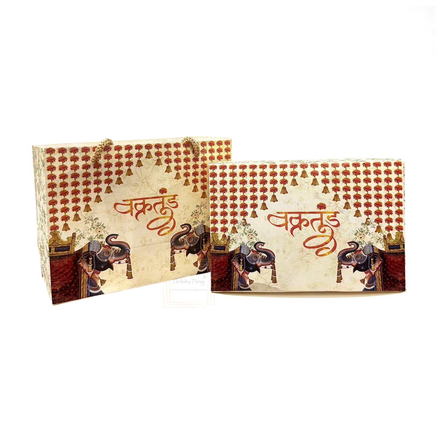 Ganesh Chaturthi Festival Special Mittai Sweets Packing Box And Bag Combo ( Design 4 )